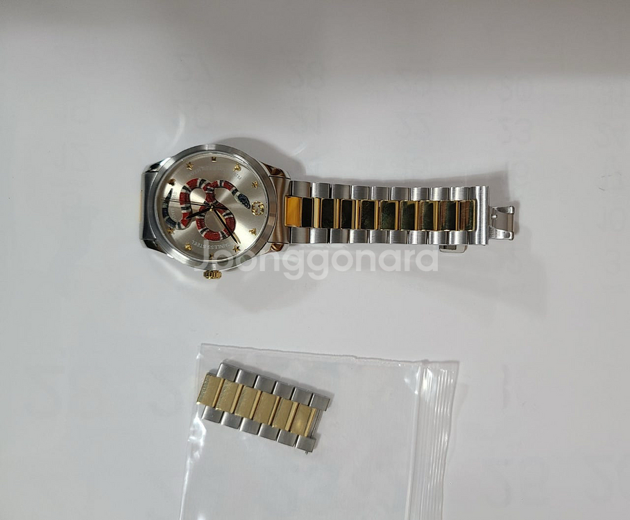 구찌 스네이크 콤비 시계 18k 도금 폴리싱 완료--4