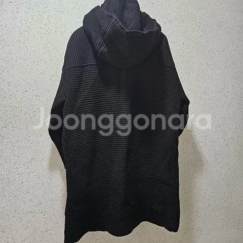 M) 바크 BARK 헤비울 후드 니트 더플 코트 블랙--1