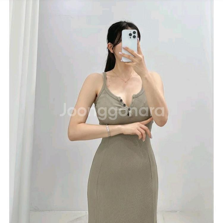 A라인 골지 나시 플레어 롱원피스 2종--3