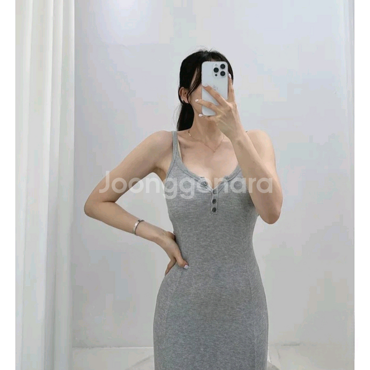 A라인 골지 나시 플레어 롱원피스 2종--2
