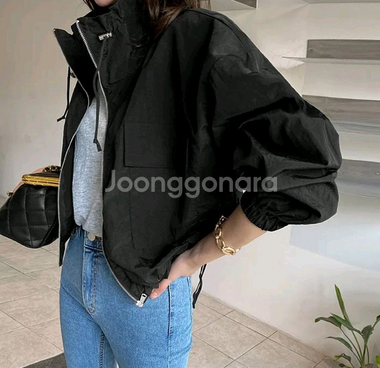 루즈핏 포켓 넥 스트링 집업 야상 2종--0