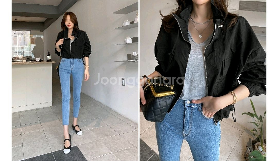 루즈핏 포켓 넥 스트링 집업 야상 2종--2