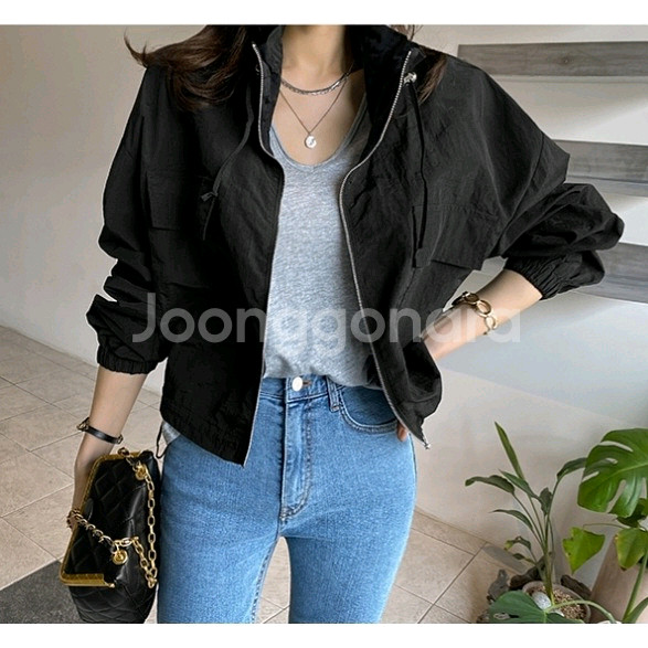 루즈핏 포켓 넥 스트링 집업 야상 2종--1