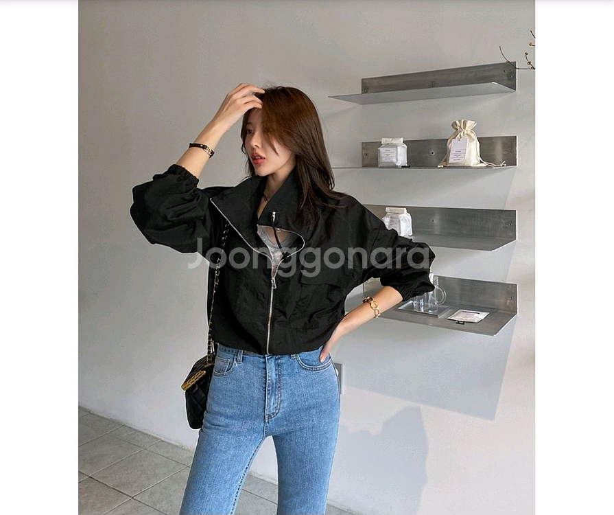 루즈핏 포켓 넥 스트링 집업 야상 2종--3