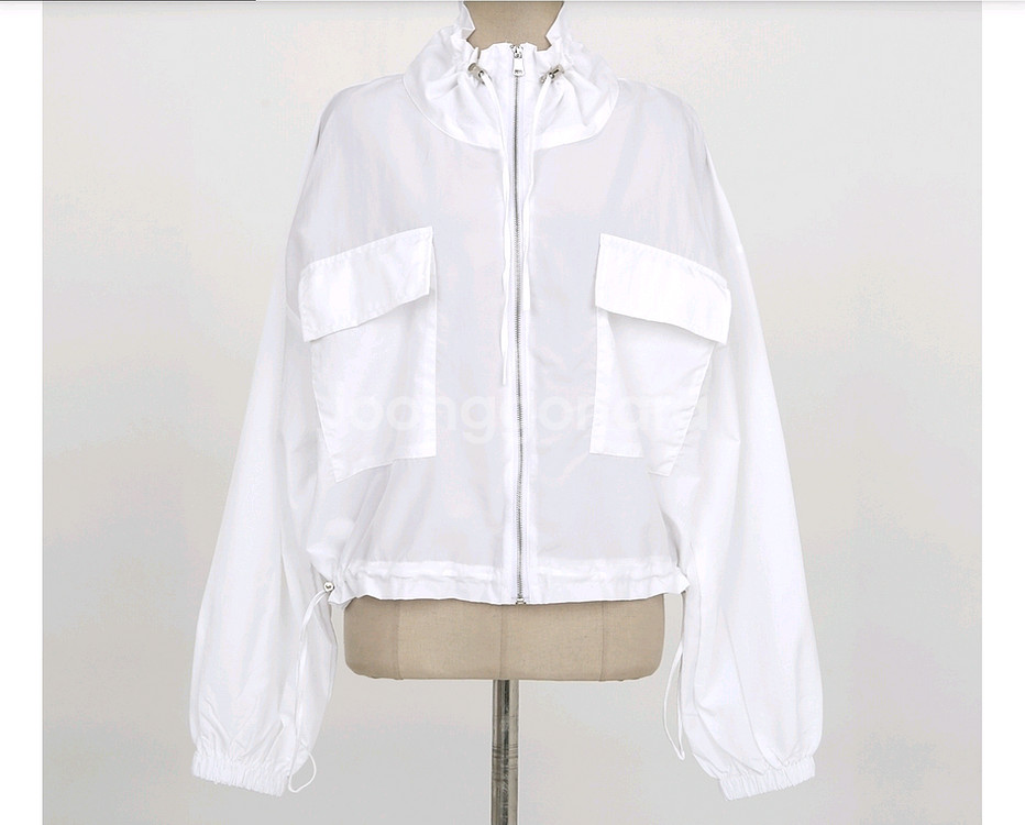 루즈핏 포켓 넥 스트링 집업 야상 2종--7