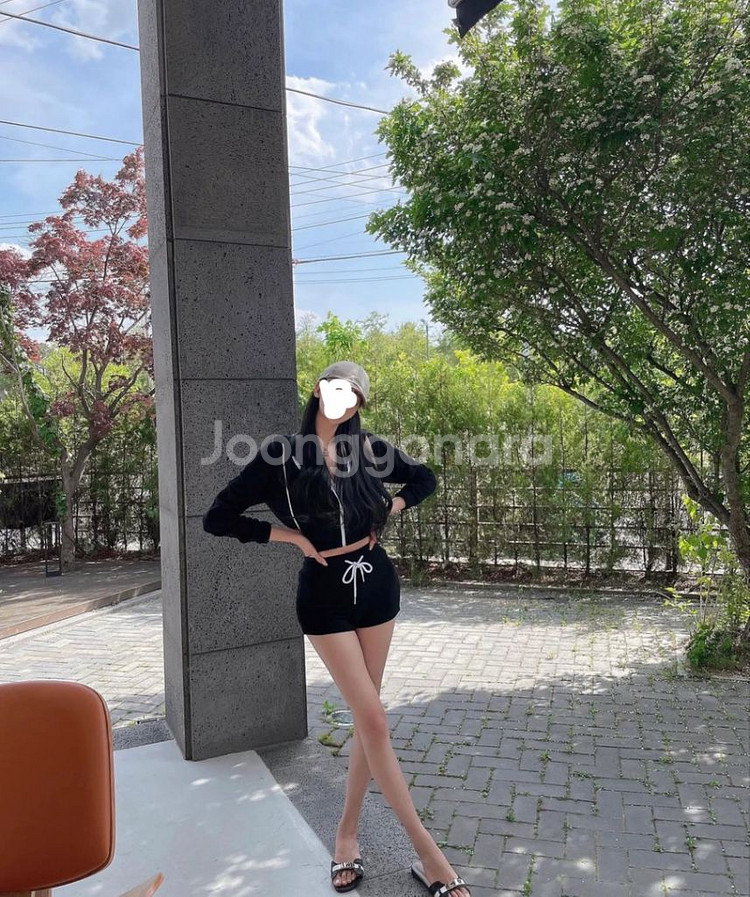 타올 테리 후드 반바지 트레이닝 세트--3