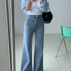 워싱존예 라이트블루 와이드 데님 팬츠 새상품