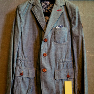 [미착용 택달린새상품]SIEG 소가죽배색 데님 면자켓