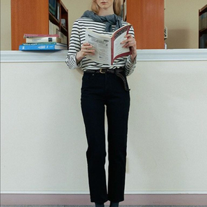 프론트로우 데님 팬츠 청바지 새상품 블랙진 일자핏