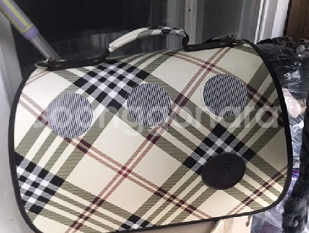 체크 무늬 강아지 이동가방--0