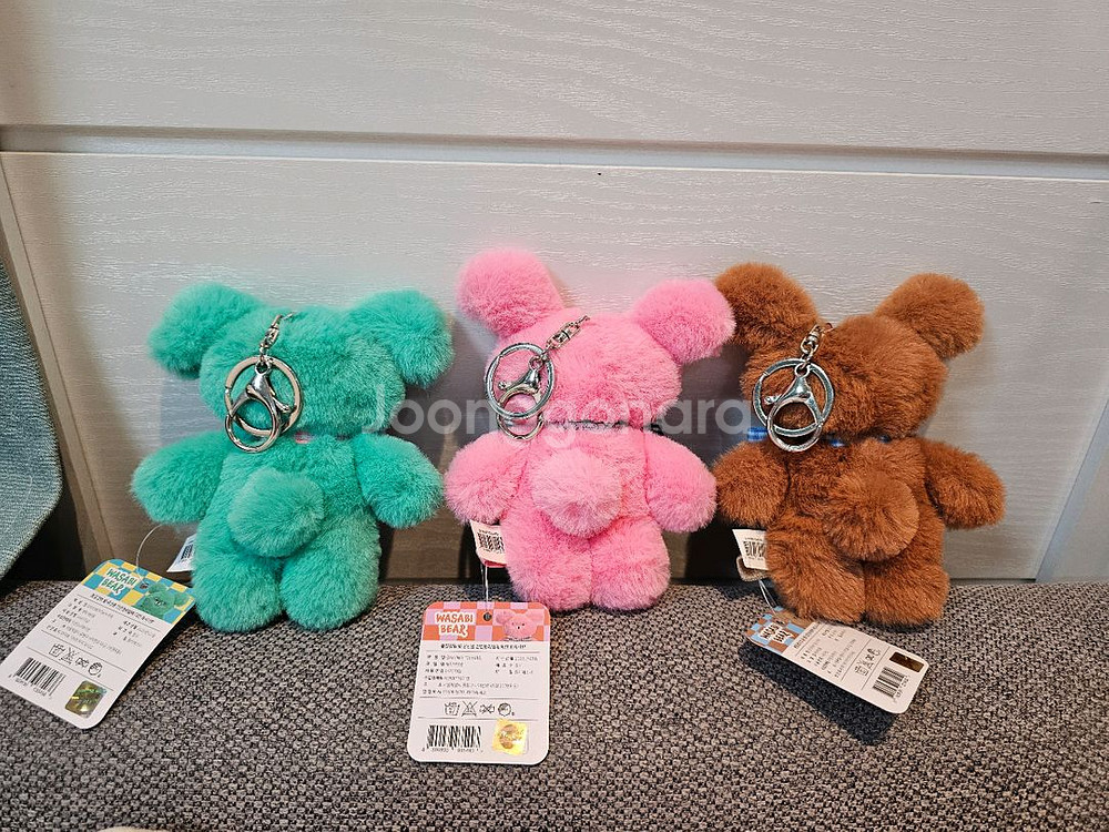 와사비베어 핑사비베어 브라운베어 키링 가방고리 인형--5