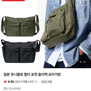 (새상품)유니클로 멀티포켓 숄더백 블랙 가방 팜.