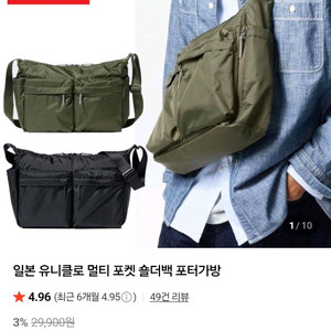 (새상품)유니클로 멀티포켓 숄더백 블랙 가방 팜.
