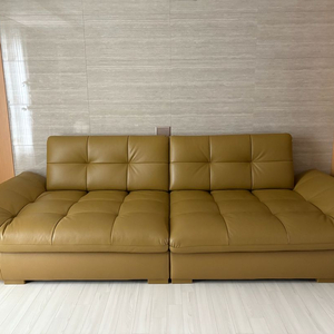 자코모 버블리 4인 기능성 슈렁큰 가죽 소파