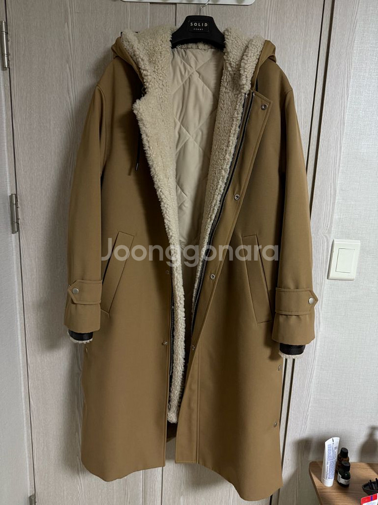 솔리드옴므 무스탕 레이어드 롱코트 46사이즈 새상품--2