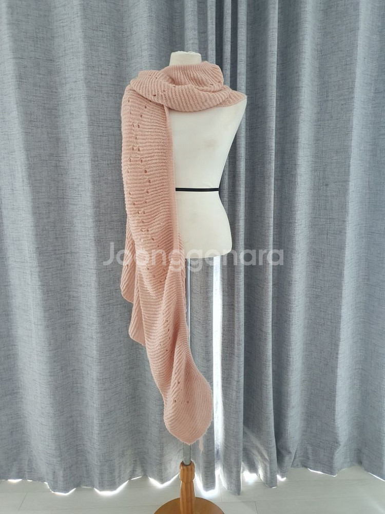 (상태좋음)핑크 니트 롱 목도리겸 숄, 머플러--6