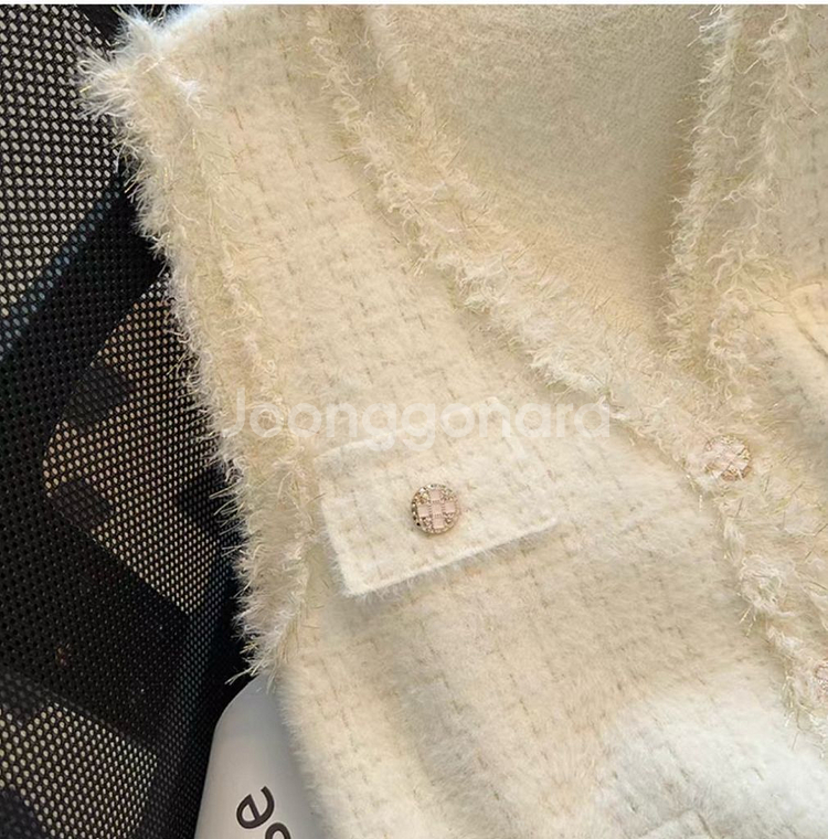 신축성좋은 니트트위드조끼 블랙 아이보리 프리사이즈--2