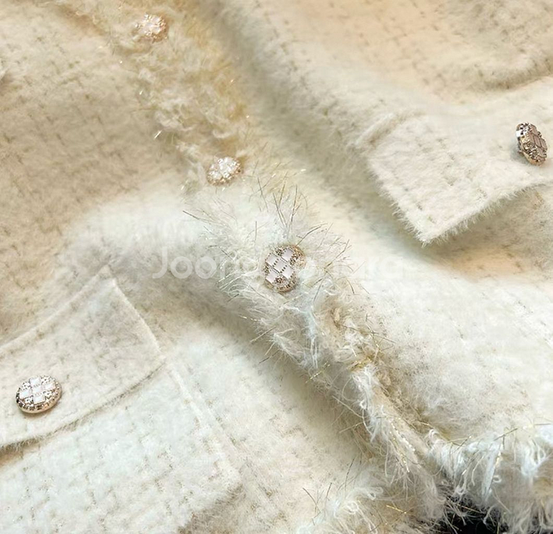 신축성좋은 니트트위드조끼 블랙 아이보리 프리사이즈--3