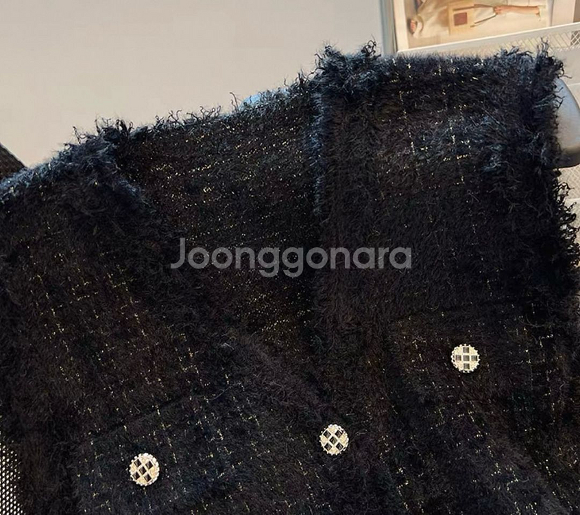 신축성좋은 니트트위드조끼 블랙 아이보리 프리사이즈--6