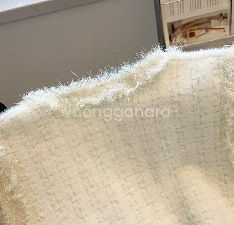 신축성좋은 니트트위드조끼 블랙 아이보리 프리사이즈--4