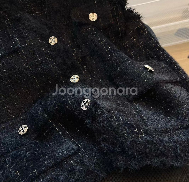 신축성좋은 니트트위드조끼 블랙 아이보리 프리사이즈--7