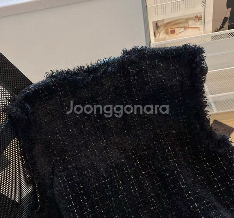 신축성좋은 니트트위드조끼 블랙 아이보리 프리사이즈--9