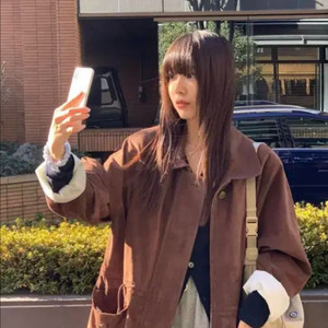 stu 에스티유 우먼 레더 필드 자켓 브라운색상 팝니다
