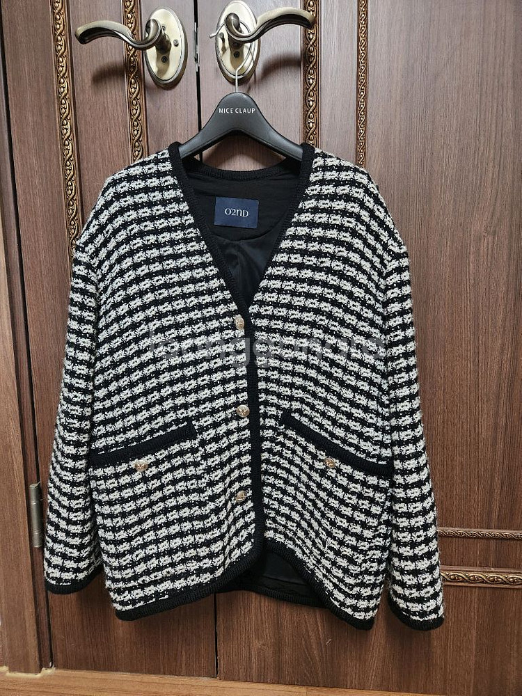 오즈세컨 울 블렌드 트위드 자켓--0