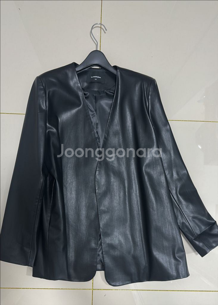 마스터피스 페이크레더 노카라 가죽자켓--1