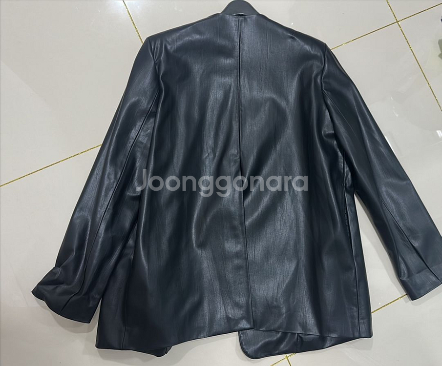 마스터피스 페이크레더 노카라 가죽자켓--2