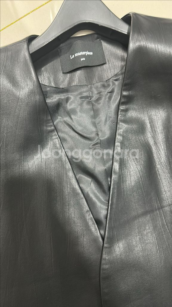 마스터피스 페이크레더 노카라 가죽자켓--3