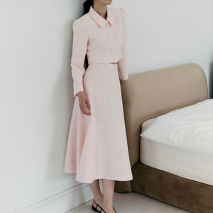 이바나헬싱키 핑크 트위드 투피스 셋업 새상품 M