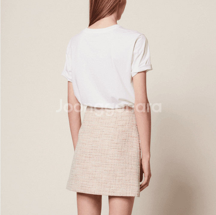 산드 벚꽃 트위드 A라인 미니스커트--0