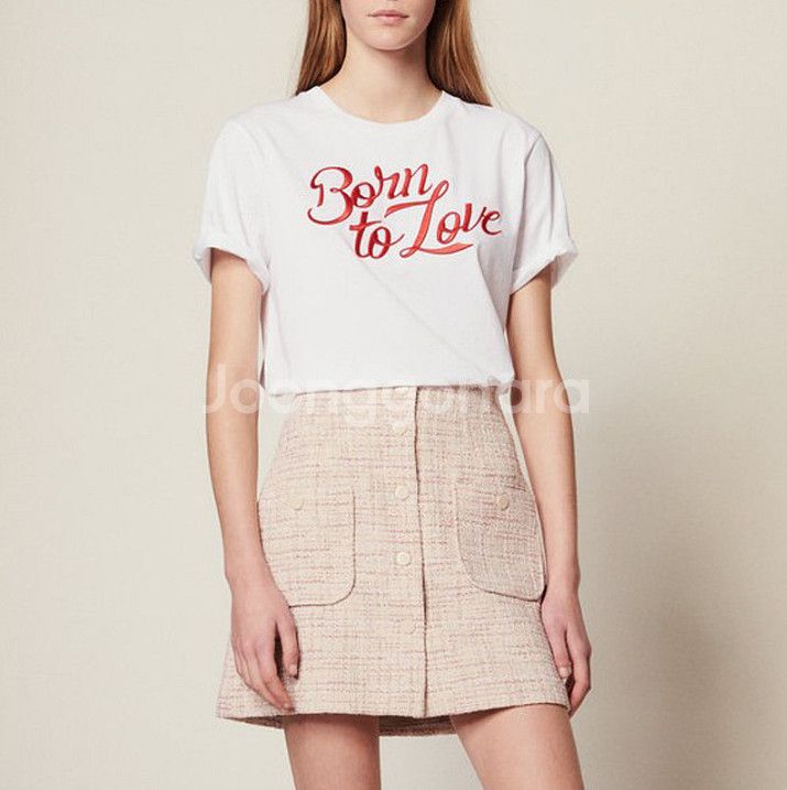 산드 벚꽃 트위드 A라인 미니스커트--1