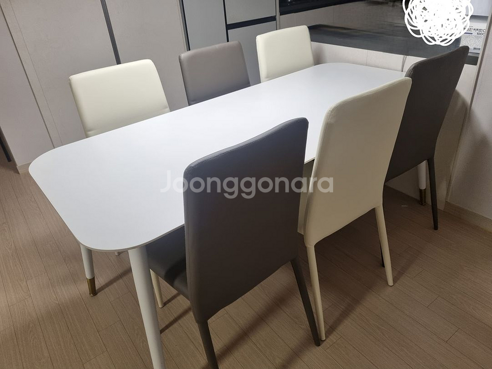 6인용 세라믹 식탁+의자--1
