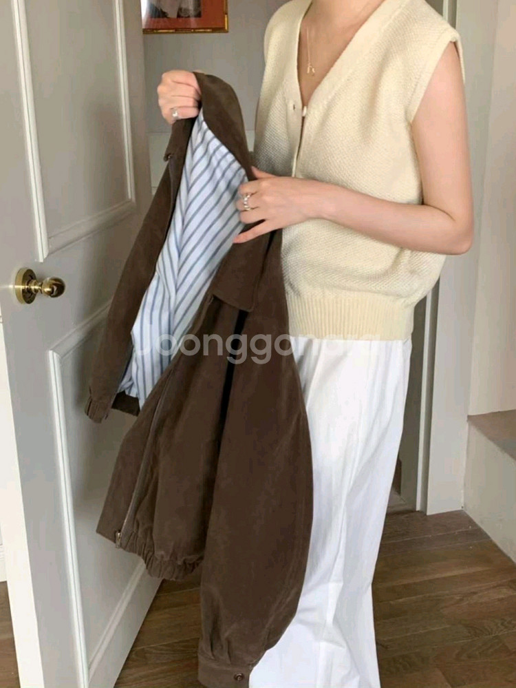 (새상품) 스웨이드 블루종 자켓, 블랙--1