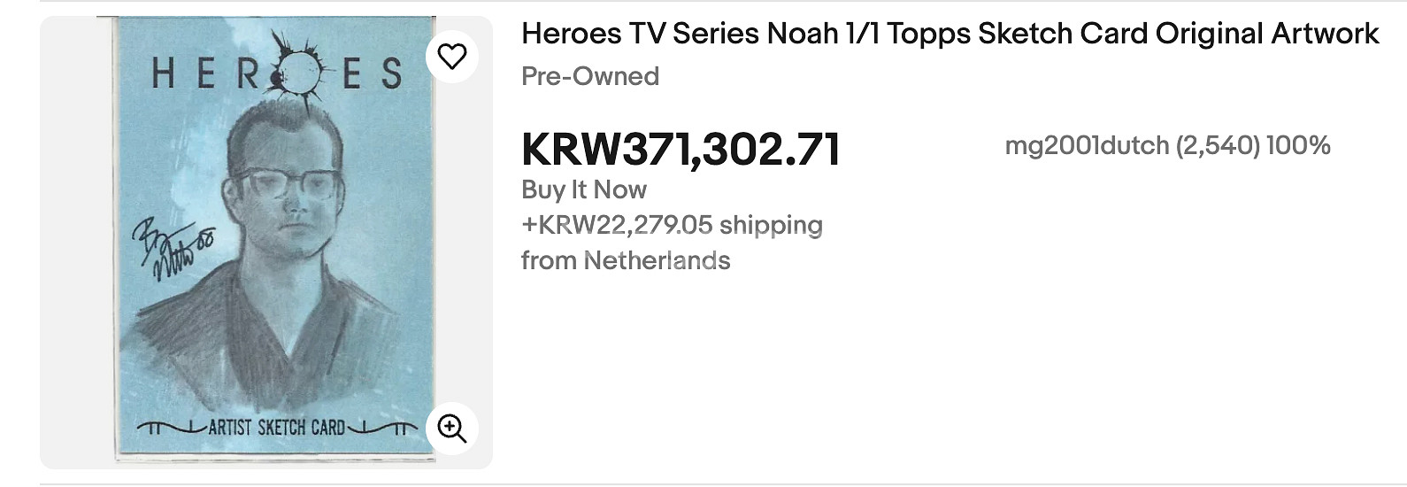 미드 히어로즈 Topps 아티스트 스케치 카드 1/1--2