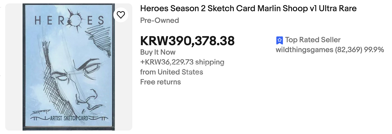 미드 히어로즈 Topps 아티스트 스케치 카드 1/1--3