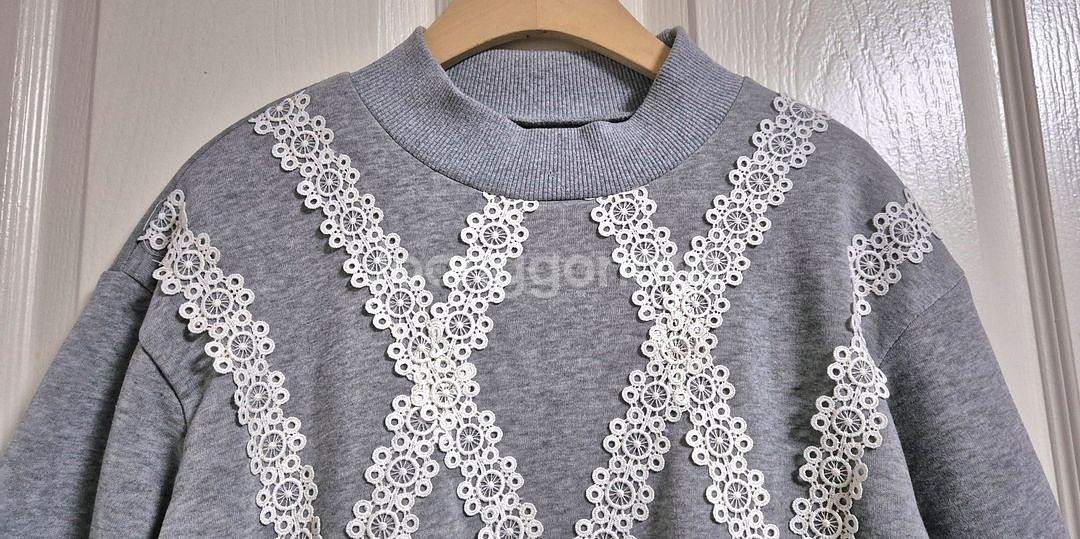 반목 레이스 기모안감 러플 긴팔 롱 원피스--2