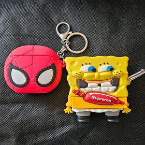 에어팟 케이스 미사용 두 개 스펀지밥 스파이더맨