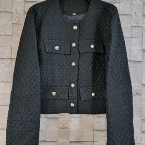 블랙 크롭 트위드자켓