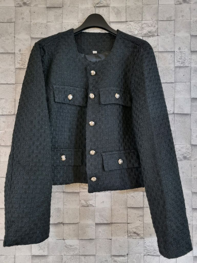 블랙 크롭 트위드자켓--2