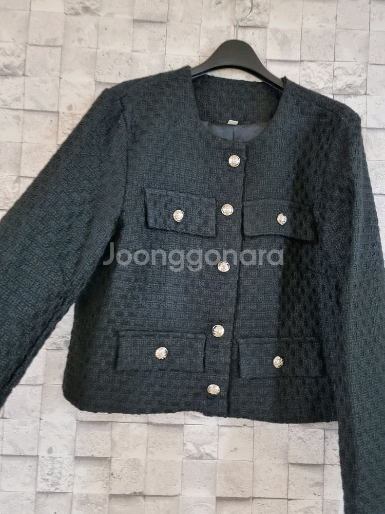 블랙 크롭 트위드자켓--1