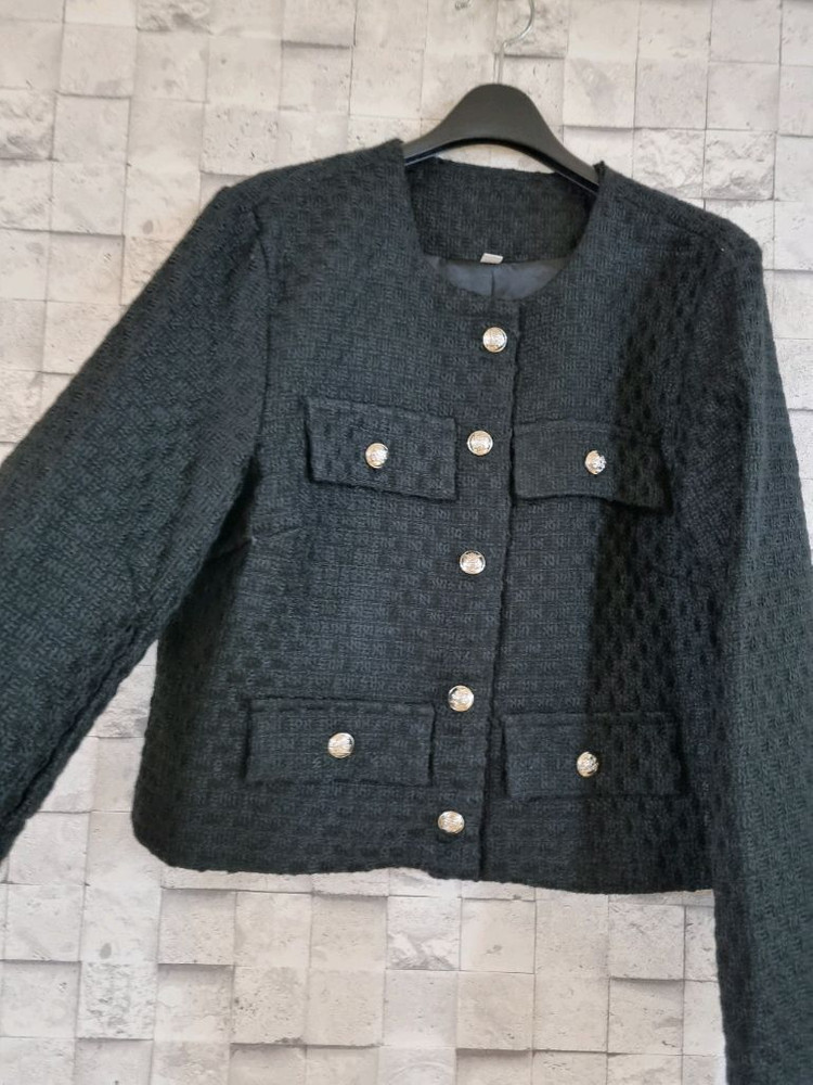 블랙 크롭 트위드자켓--1