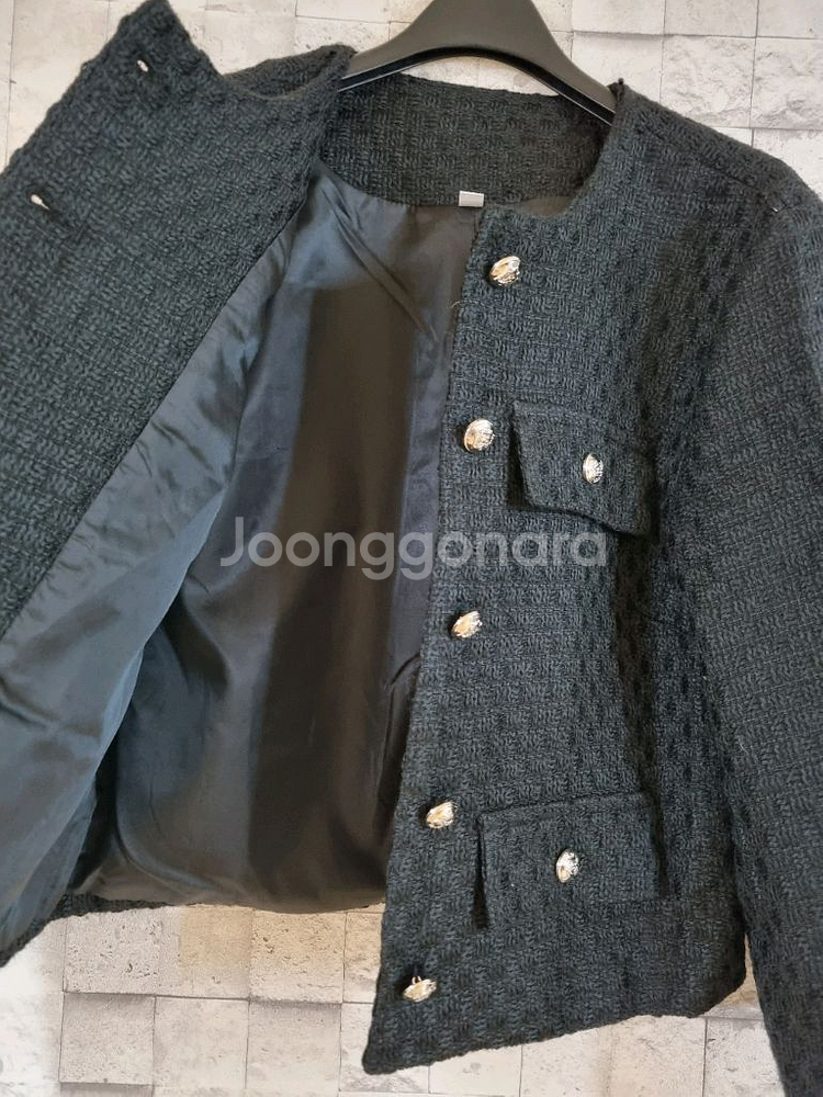 블랙 크롭 트위드자켓--3