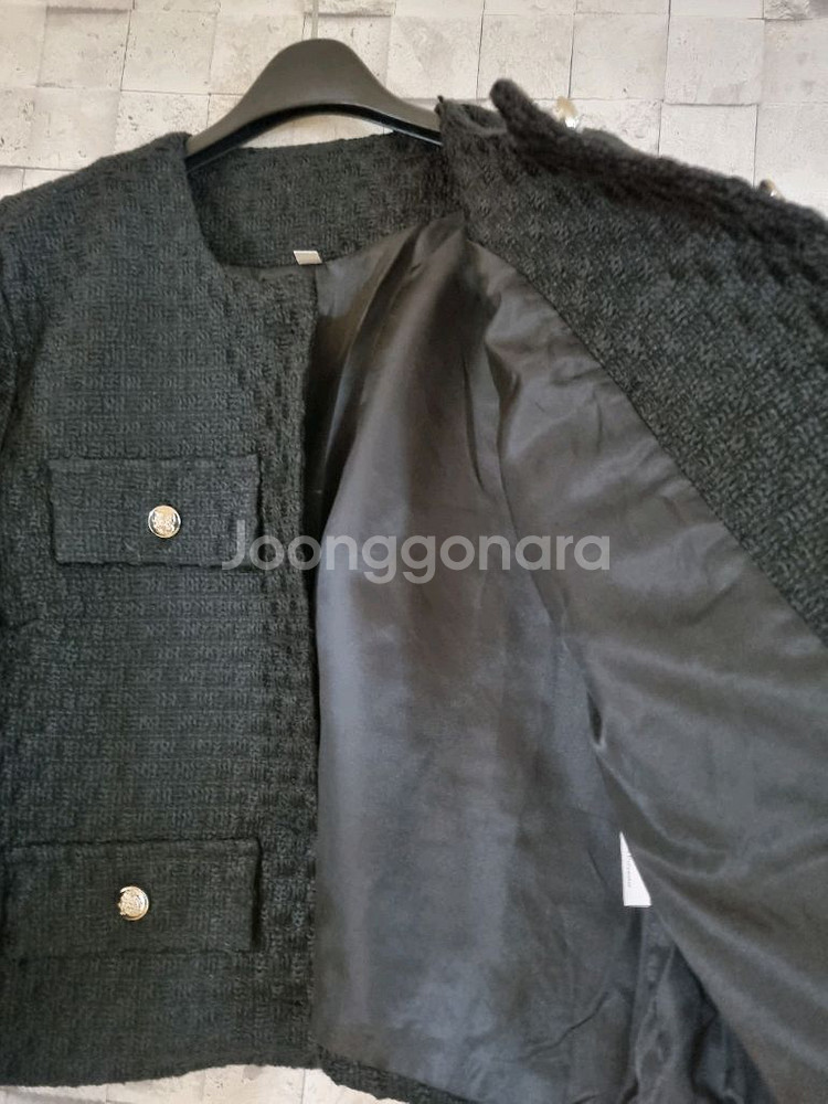 블랙 크롭 트위드자켓--8