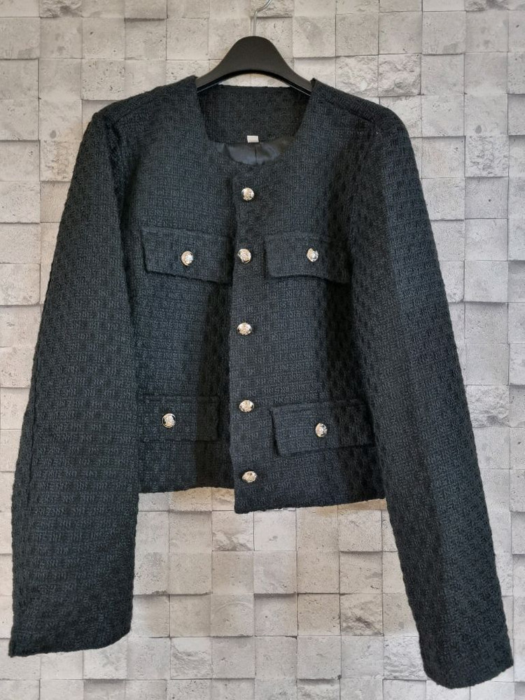 블랙 크롭 트위드자켓--10