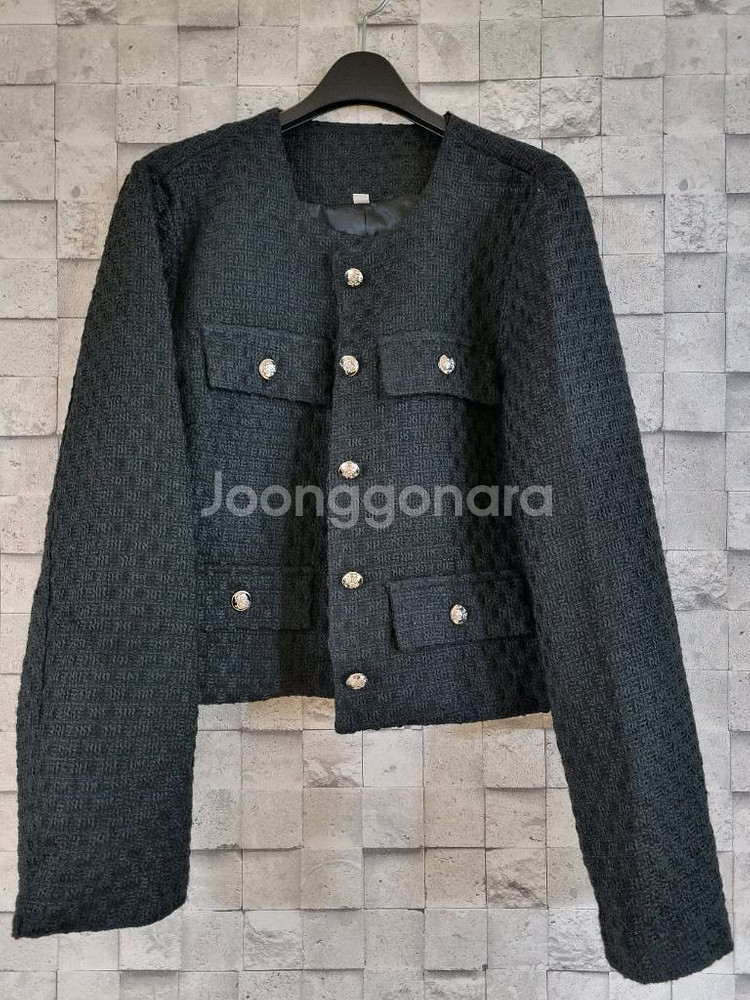 블랙 크롭 트위드자켓--10