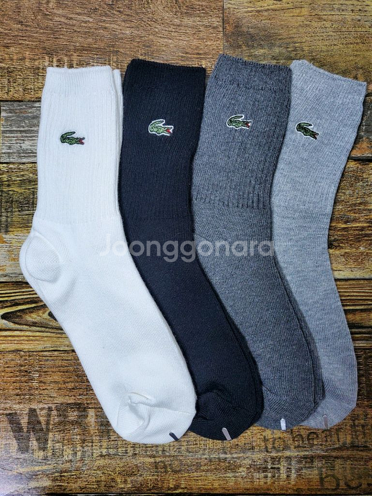라코스테 자수 골지중목 양말 (여성용)--0