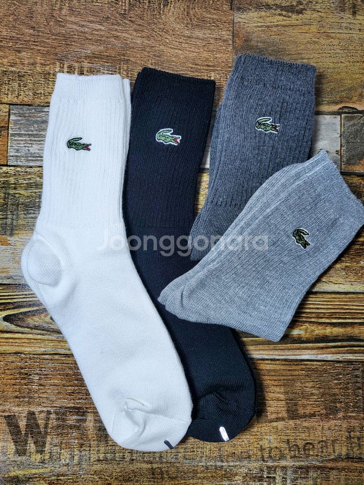 라코스테 자수 골지중목 양말 (여성용)--1